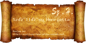 Szőllősy Henrietta névjegykártya